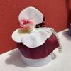 Fabric Flower Knot Bag Satin Silk Orchid Handbag Jewerly Packaging Box Wedding Candy Bag