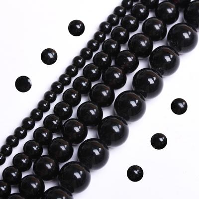 Naturale Per Collana Bracciale Fai Da Te 4 6 8 10 12mm Pietra Agata Nera Distanziatore Perline Sciolte Rotonde Creazione di Gioielli
