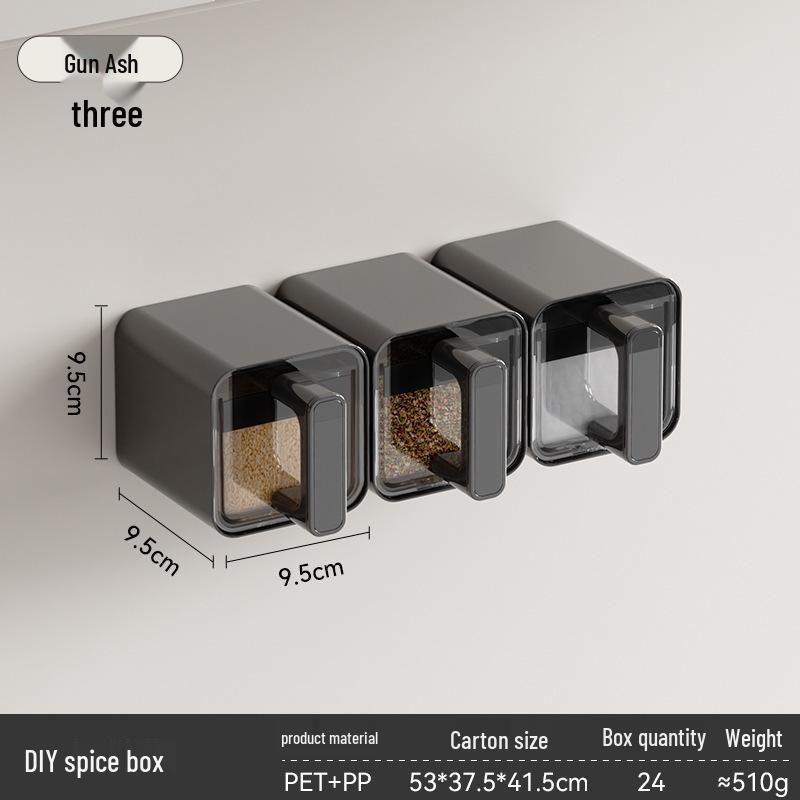 Wall-Mounted Moisture-Proof Kitchen Seasoning Storage Box and Rack