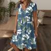 Women's Fashion Summer Casual Short Sleeve Floral Print Dresses