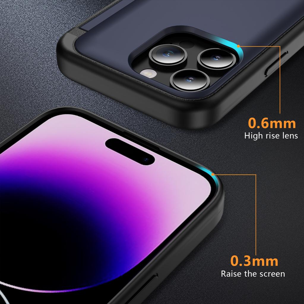 For iPhone 15 Pro Case TPU+PC Phone Shell with Card Slot and Flip Kickstand