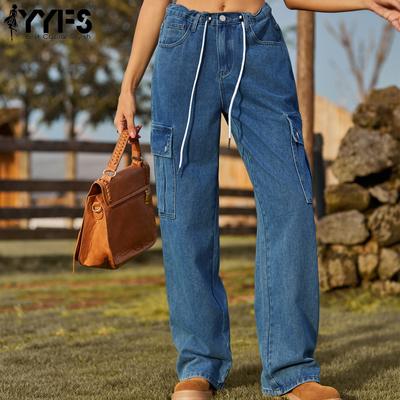 Moda Donna Denim Casual Tinta Unita Stampa Regolabile Pantaloni Pantaloni & Capri