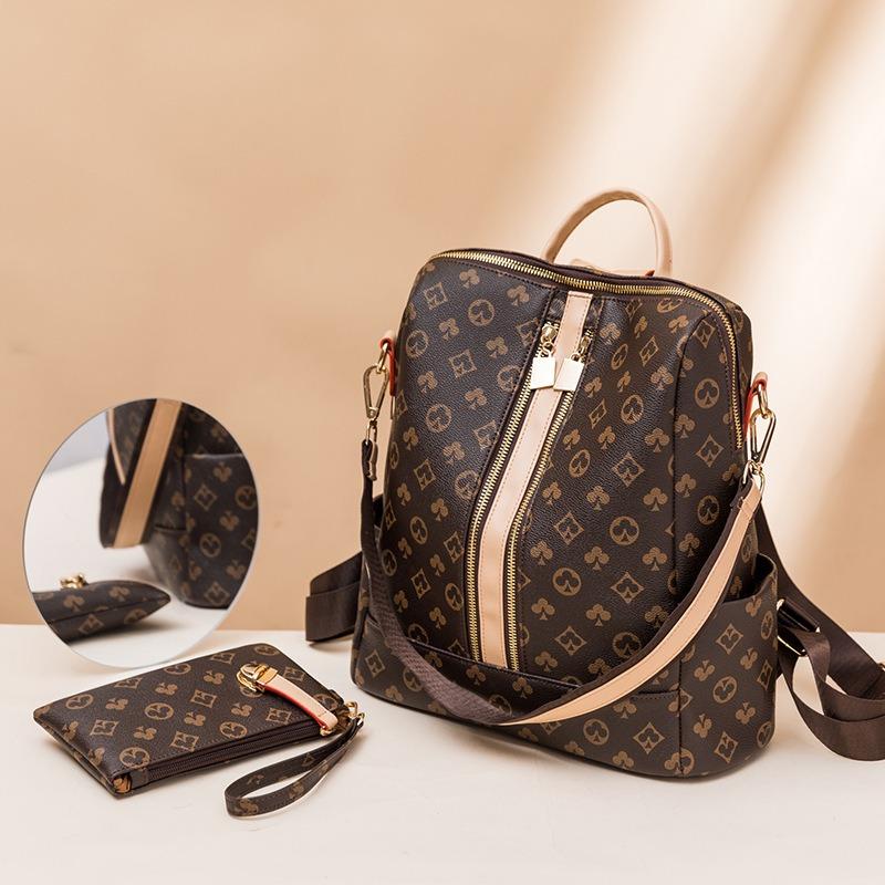 Fashion Printed Backpack Women's New Large-capacity Retro Anti-theft Backpack Multi-purpose Leisure Travel Mother and Child Bag