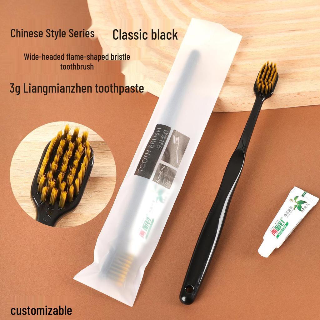 Chinese Style Soft Bristle Toothbrush & Toothpaste Set - High-End Disposable Toiletries