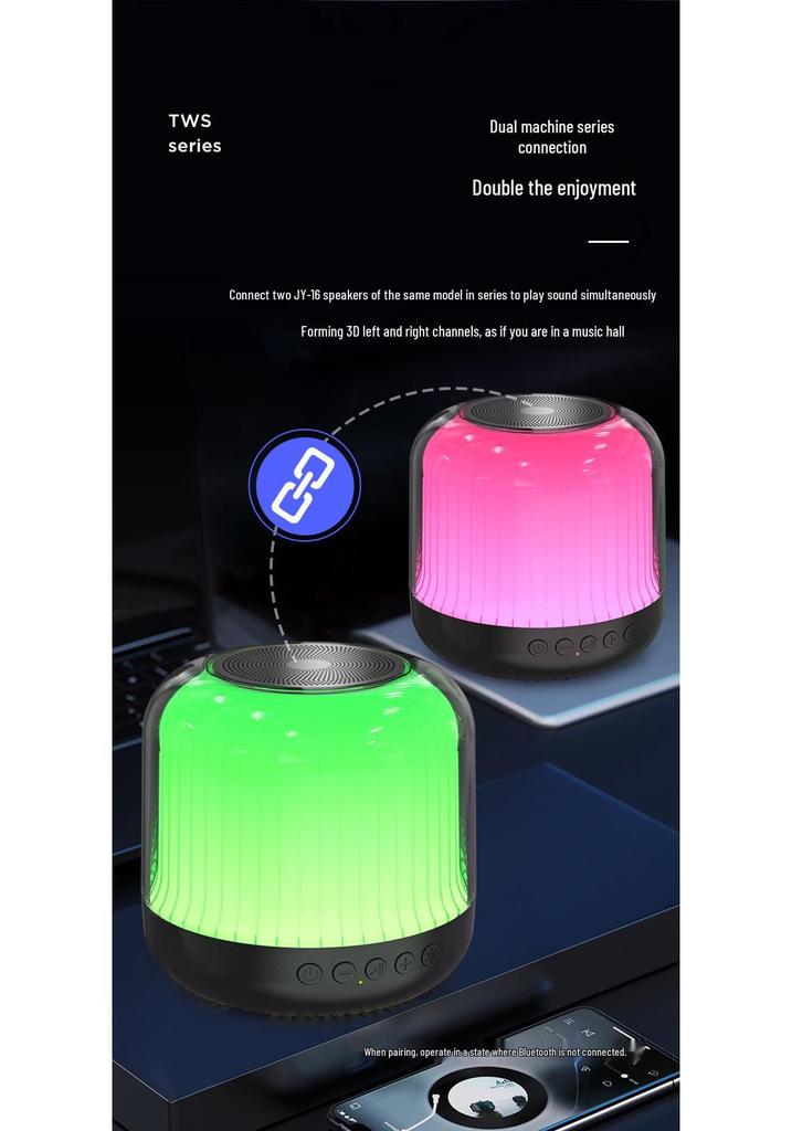 Portable Bluetooth Speaker with Colorful Lights and Card Slot
