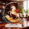 Ornament luxos cal de cristal: Simbolul Prosperității & Succesului pentru Decorul Casei Noi, Atrăgător de Bogăție cu 6 Cai Comemorativ