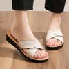 2025 Women Sandals Summer Fashion Leather Open Toe Slip On Walking Shoes Female Slippers Breathable Plus Size 35-42 Mother Shoes