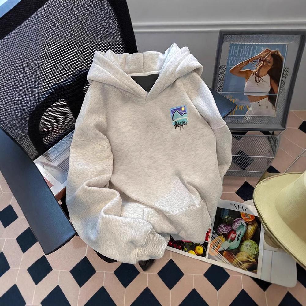 

Heavyweight 500G Hooded Autumn/Winter Hong Kong Style Loose Sweatshirt 2024 Black