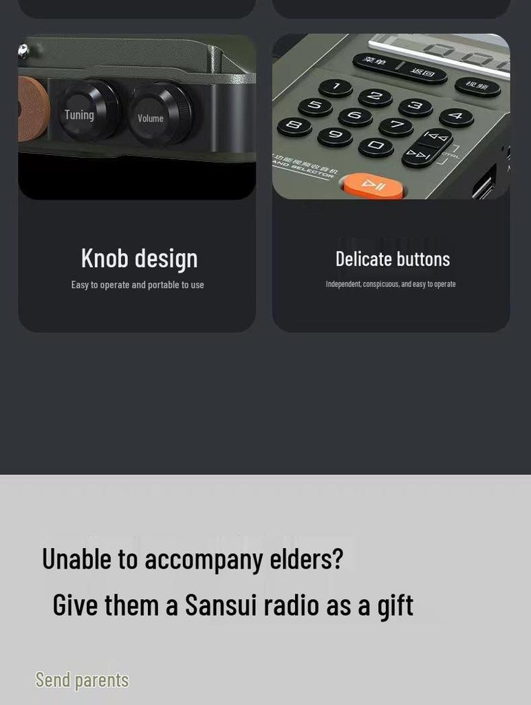 Sansui F51 2023 Radio: Senior-Friendly Portable Bluetooth Speaker with Video Playback & Card Slot