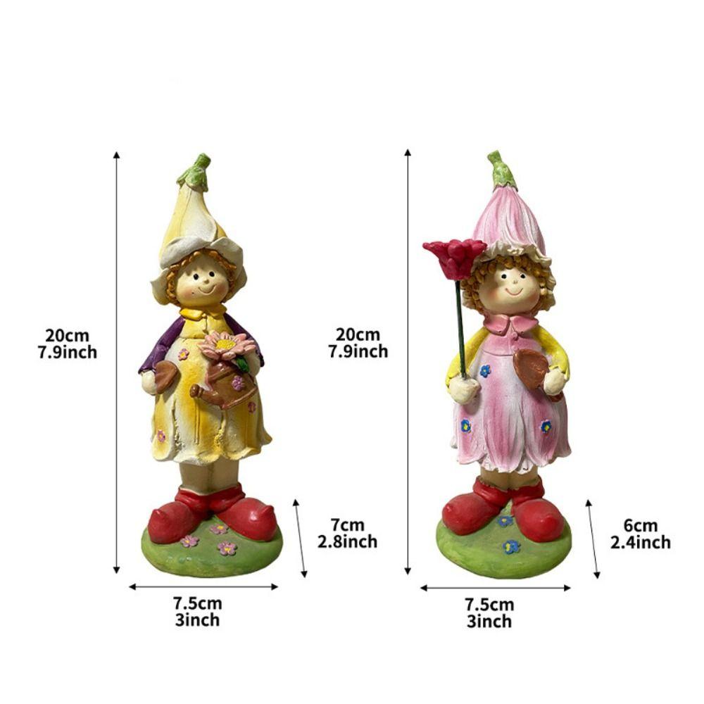 2pcs Cute Garden Couple Sculpture Resin Miniatures Figurine Boy and Girl Statue  Flowerpot
