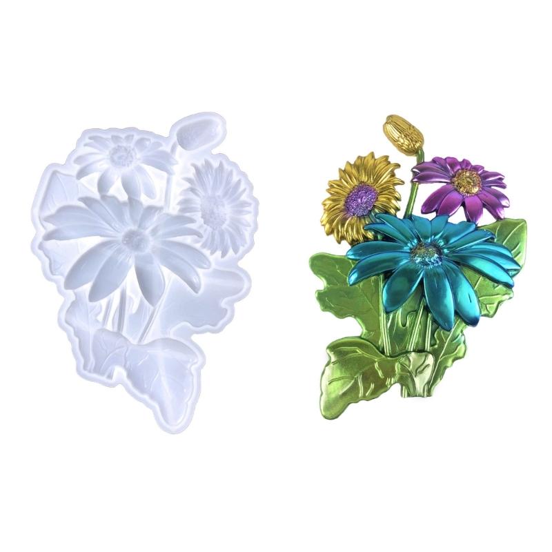3D Sunflower Silicone Mold DIY Epoxy Resin Mold for Wall Desktop Decoration Hanging Pendant Concrete Plaster Mould Craft