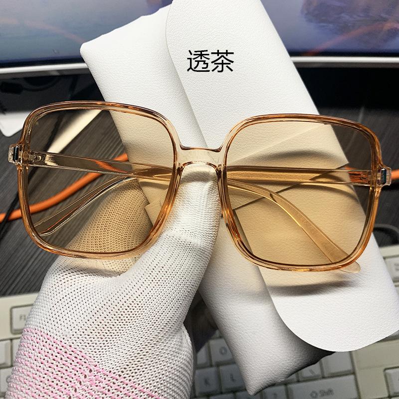New Women'S Large Frame Square Sunglasses Women Fashion Transparent Film Sun Glasses Summer Trend Eyewear Uv400