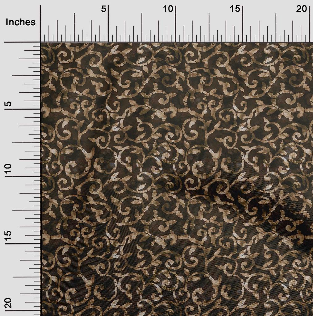 oneOone Cotton Flex Brown Fabric Abstract Leaves Fabric For Sewing Printed Craft Fabric By The Yard 40 Inch