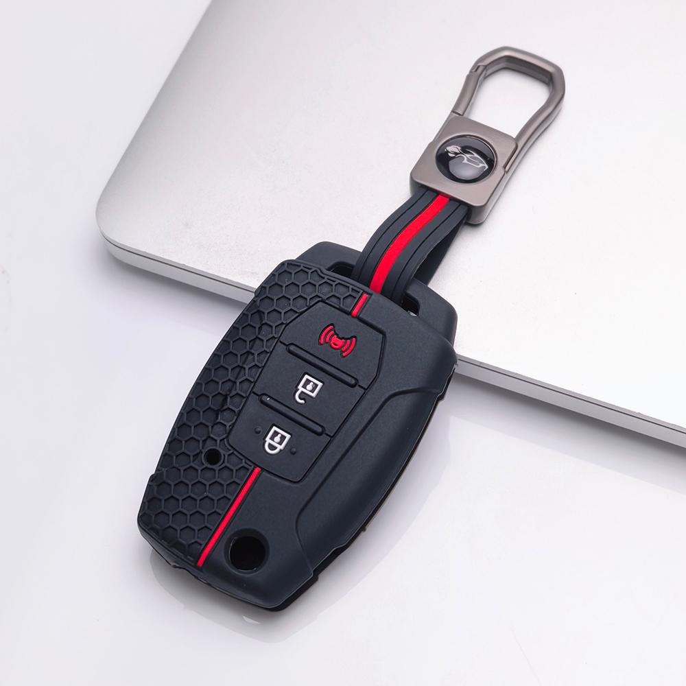 Key Fob Cover for SsangYong Korando Actyon Kyron Rexton Tivoli Musso with Keychain Anti-Scratch Guard Shockproof Protection Soft Grip Texture