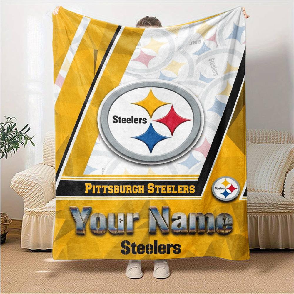 Name Custom Pittsburgh Steelers Print Flannel Blanket High Quality Warm Comfortable Cover for All Seasons Perfect for Gifts Home Decor