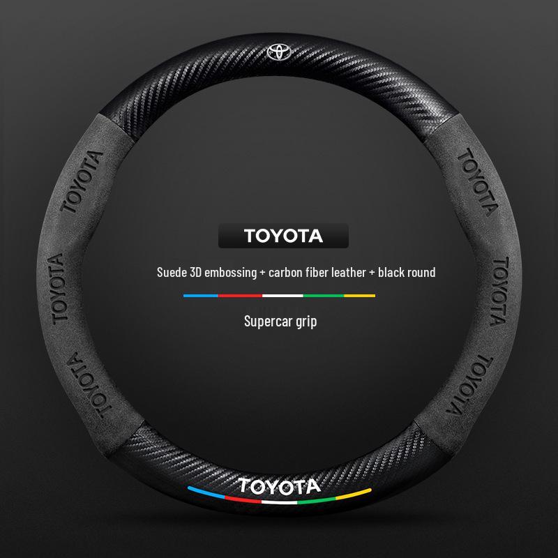 Toyota Avalon Steering Wheel Cover 2019-2024, Carbon Fiber Genuine Leather, Ultra-Thin, All-Season Universal Fit