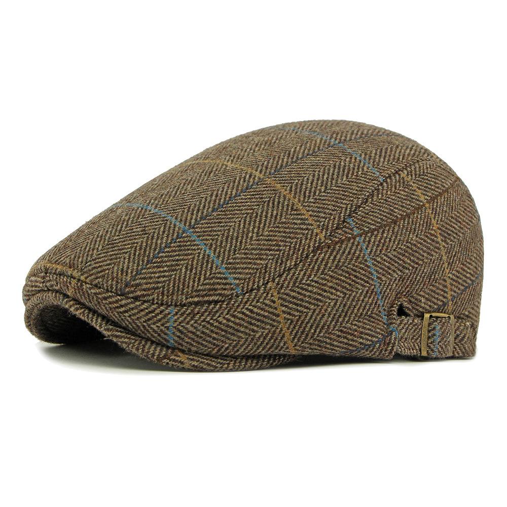 Autumn Winter Velvet Warm Peaked Cap Men's Wool Beret British Vintage Middle-Aged and Elderly Forward Cap