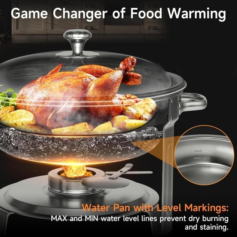 4.5L 304 Stainless Steel Buffet Stove Chafing Dish Buffet Tray Set Large Capacity Round Stove Insulated Buffet Stove Set