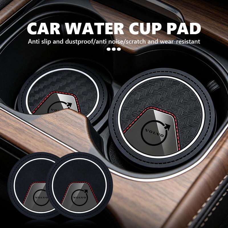 2Pcs Car Cup Mat Anti-Slip Drink Coaster Auto Interior Cup Holder Pad For Volvo V50 S60 XC60 S40 XC40 XC90 V60 S80 S90 V70 XC70 NS0