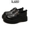 Leather women's shoes spring new small leather shoes platform Mary Jane shoes one pedal single shoes