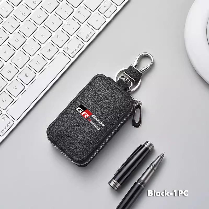 

Leather Car Keychain Bag Organizer Key Zipper Case Bag Protection Cover For Toyota chr Corolla Camry rav4 Yaris GR prius
