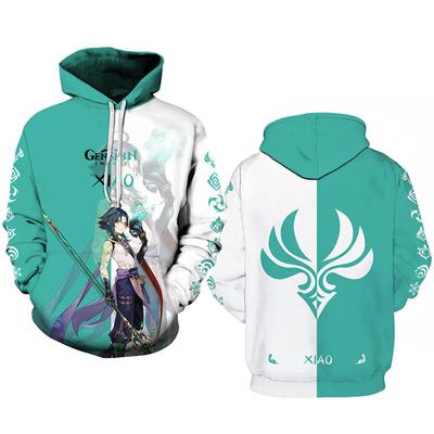 Gioco Genshin Impact Xiao Anime Moda 3D Stampa Donna Manica Lunga Felpa Con Cappuccio Slim Ragazza Cosplay Oversize Felpa Con Cappuccio