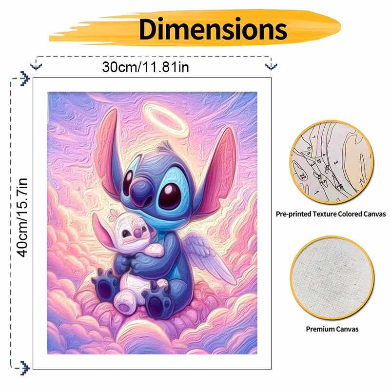 Disney Angel Stitch Oil Painting Art Painting Kit Handmade Diy Gift Home Decoration Cute Hug Cloud Sky Romantic Room Wall Decor