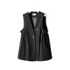 Damen Westenmantel Frühling Ärmellos Mode Damen Weste Jacke Koreanische Version Temperament Einfarbig Dame Pferdeclip