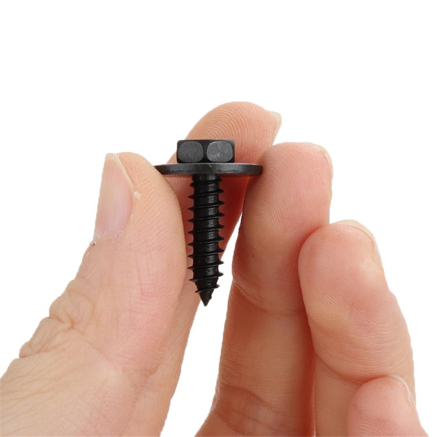 100Pcs Screws Metal Car Body Fender Bumper Retainer Clips Black Phosphate Finish