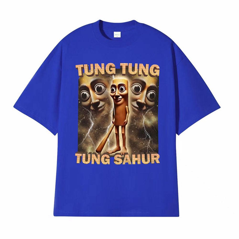 Tung Tung Tung Sahur Funny Baseball Bat Meme Tshirts for Men Vintage 90s Humor T Shirts Unisex High Quality Tshirt Streetwear