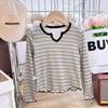 Spring 2026 Girls' Slim Fit V-Neck Striped Long Sleeve Base Layer - Versatile and Stylish