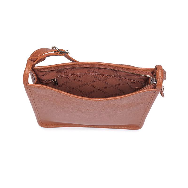 Longchamp Le Foulonné 27 Solid Color Zipper Adjustable Shoulder Strap Leather Crossbody Shoulder Bag Large Women Bags Light-Red-Brown 10140021121
