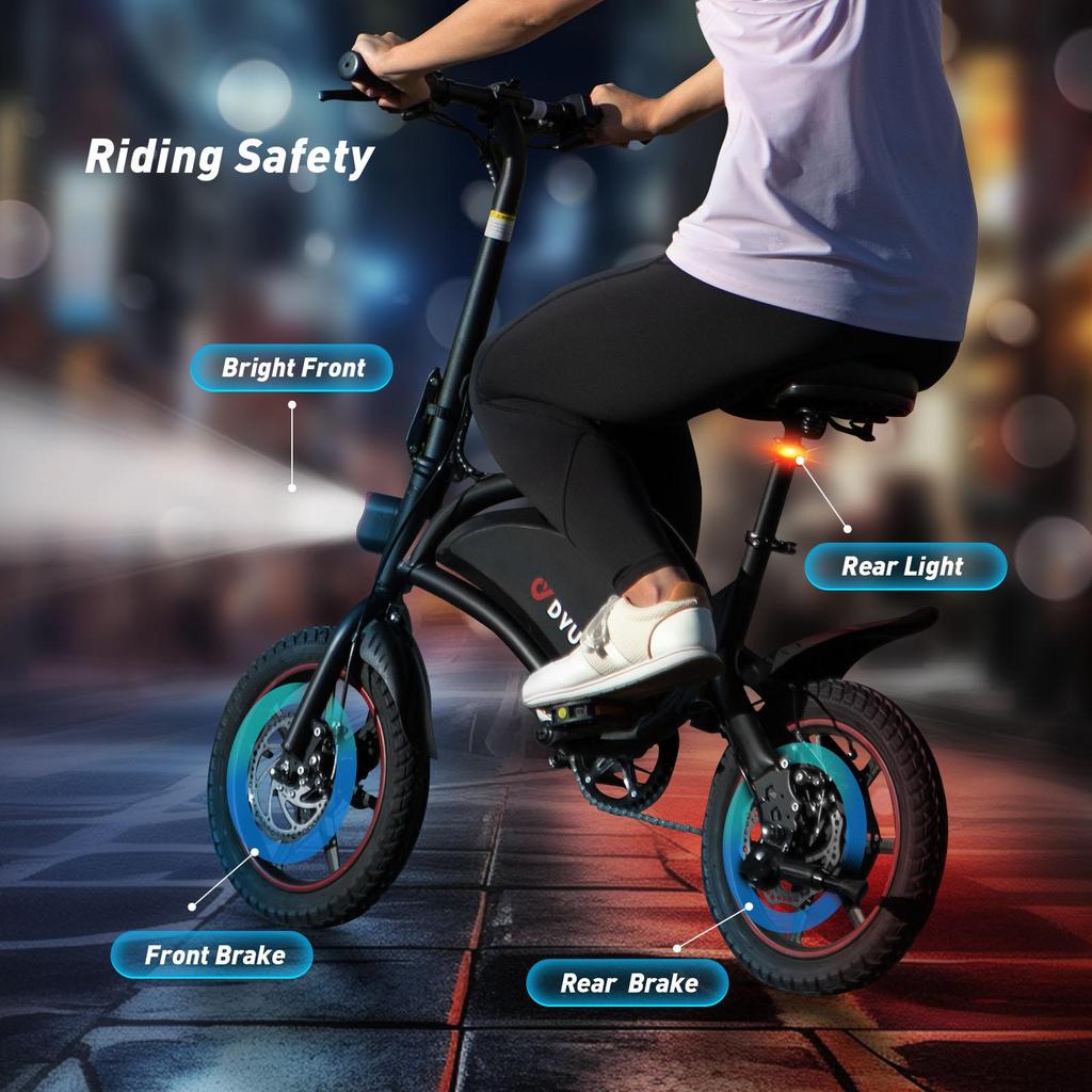 DYU D3F 36V 250W Foldable E-Bike - 50km Pedal Assist, Ultra-Light 17kg Steel Frame & Dual Disc Brakes