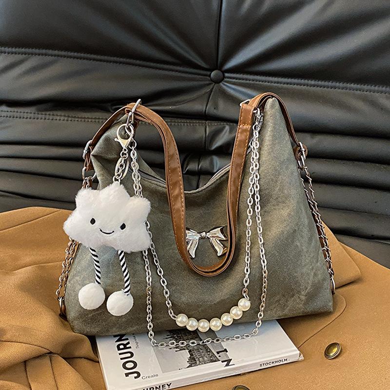 Tote bag women's 2025 new large-capacity commuter versatile chain shoulder schoolbag women's lightweight travel backpack