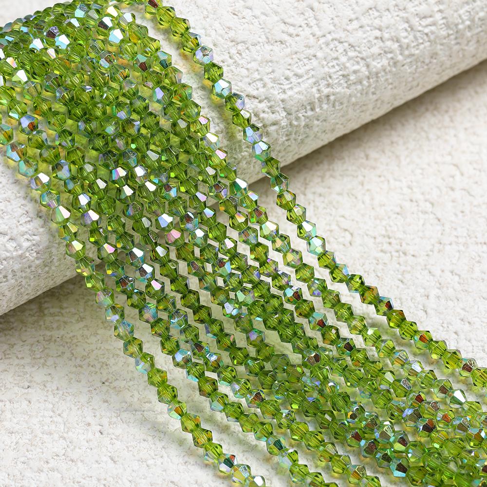 1 Strip 4mm Shiny Crystal Beads Bicone Beads 80pcs Glass Beads Loose Spacer Beads for Bracelet DIY Jewelry Making