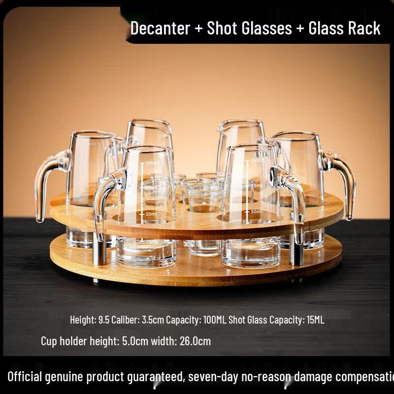 Premium Glass Baijiu Decanter and Shot Glass Set
