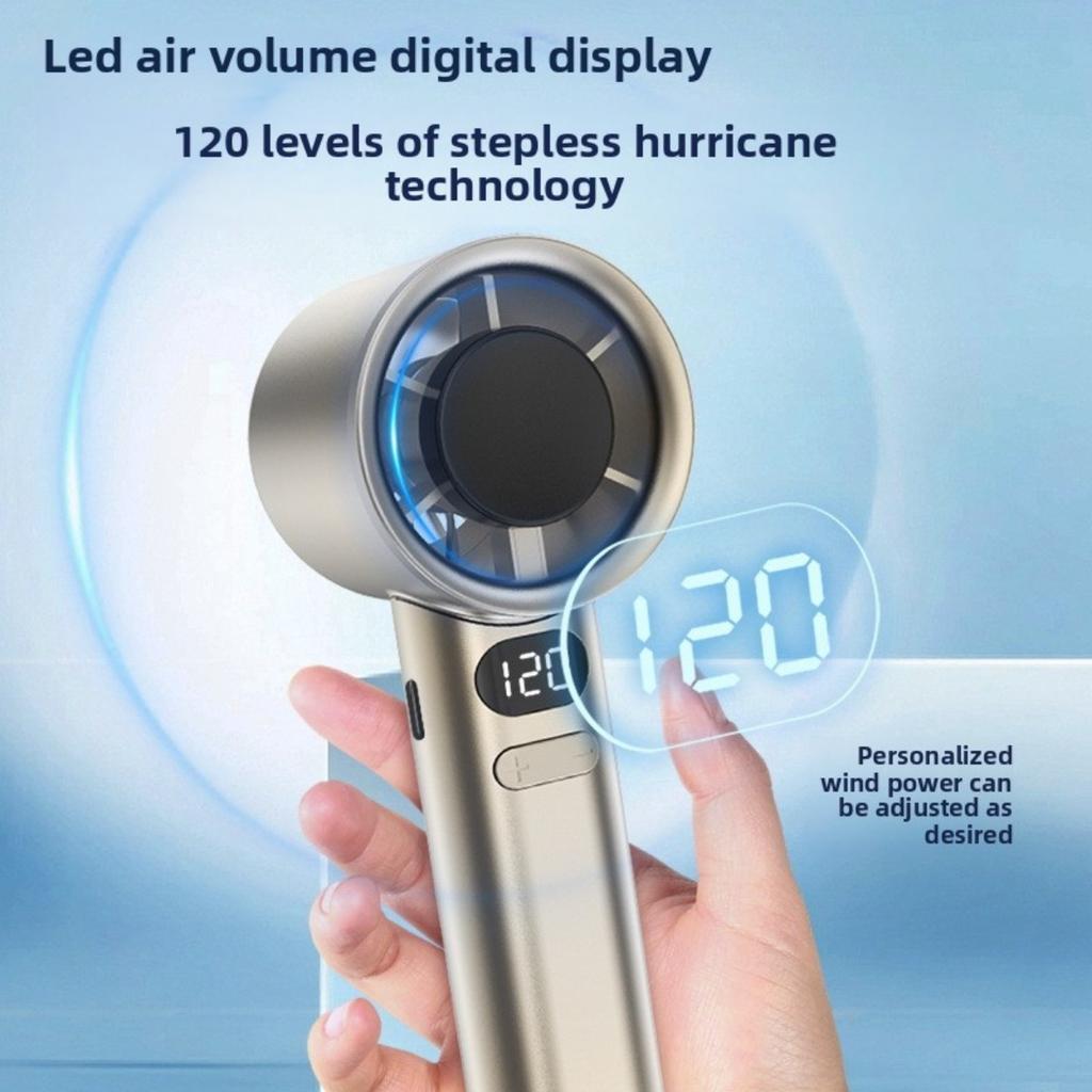 Mini Handventilator mit USB-Aufladung, 120 Geschwindigkeiten, Stufenlose Geschwindigkeitsregelung, Hochgeschwindigkeits-Turboventilator