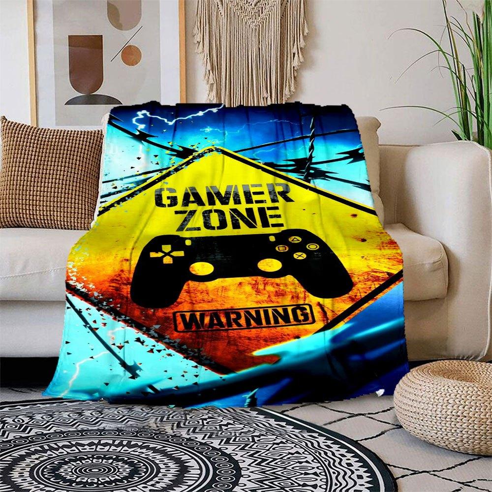 

Video Game Zone Sign Barbed Wire Decor Blanket Flannel Throw Blanket for Sofa, Bed, Travel, Camping, Office, Couch, Chair, And Bed Gift for 150x180cm