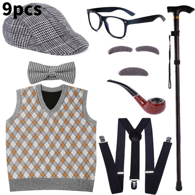 

День защиты детей Костюм для косплея пожилых людей Сценическое выступление Хэллоуин Модная вечеринка 9pcs C,160cm