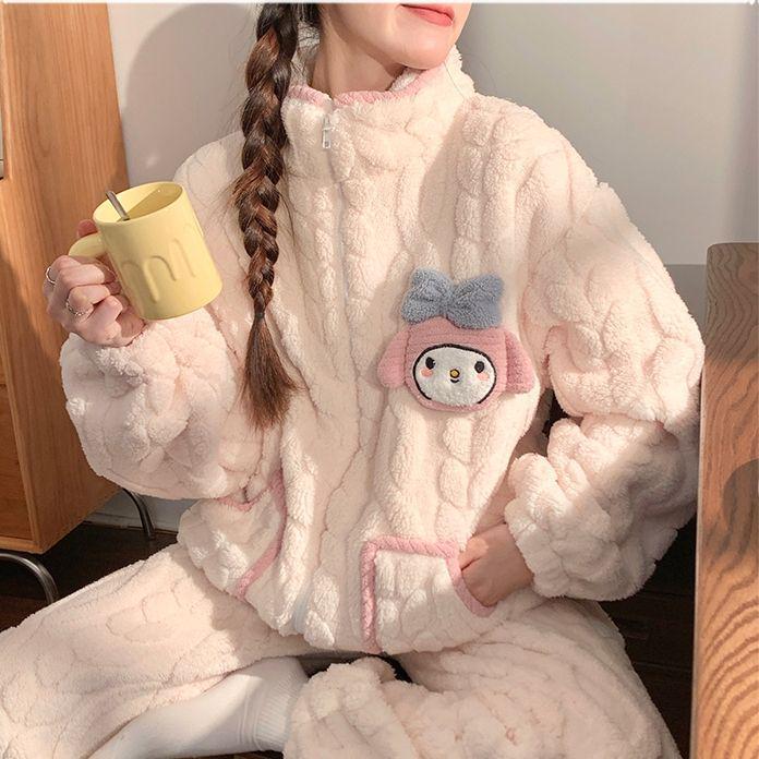 G5U Dampyjamas i korallfleece - Höst/Vinter Tecknad stil, Tjock Varm Ståkrage, Kan bäras Inomhus eller Utomhus.