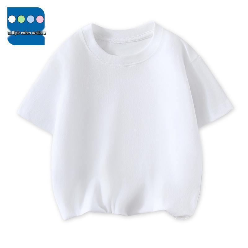 

Детская однотонная хлопковая футболка с коротким рукавом - Круглый вырез для мальчиков и девочек 150cm