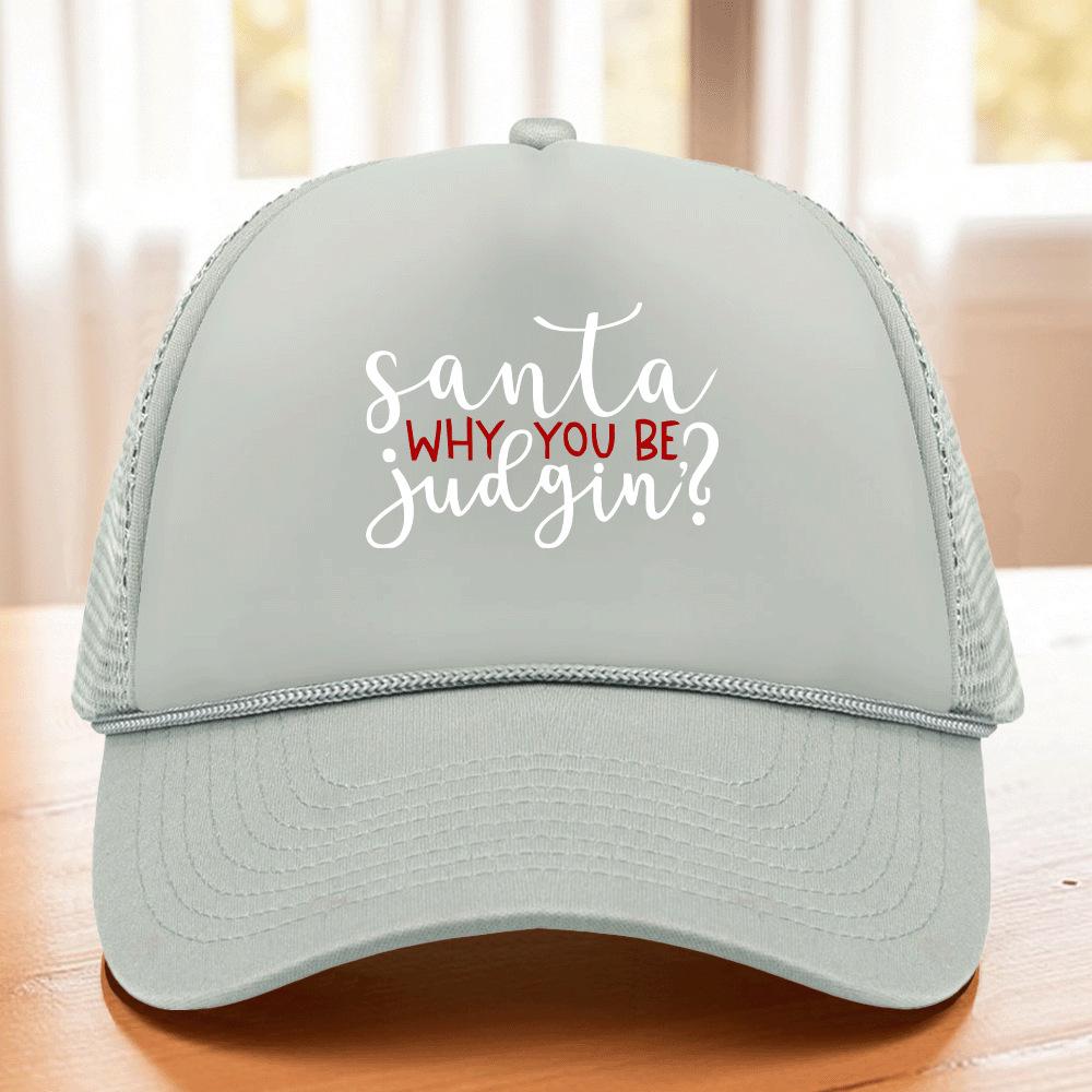 Christmas Sponge Mesh Trucker Cap with Hot Stamped Logo