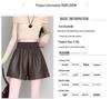 Women's PU Leather High-Waist A-Line Shorts - Slimming, Versatile, Wide-Leg, Korean Style for 2024 Autumn/Winter.