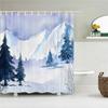 Winter Forest Shower Curtains Snow-covered Pine Alpine Peaks Idyllic Early Morning Scenery Seasonal Christmas Elk Bathroom Decor
