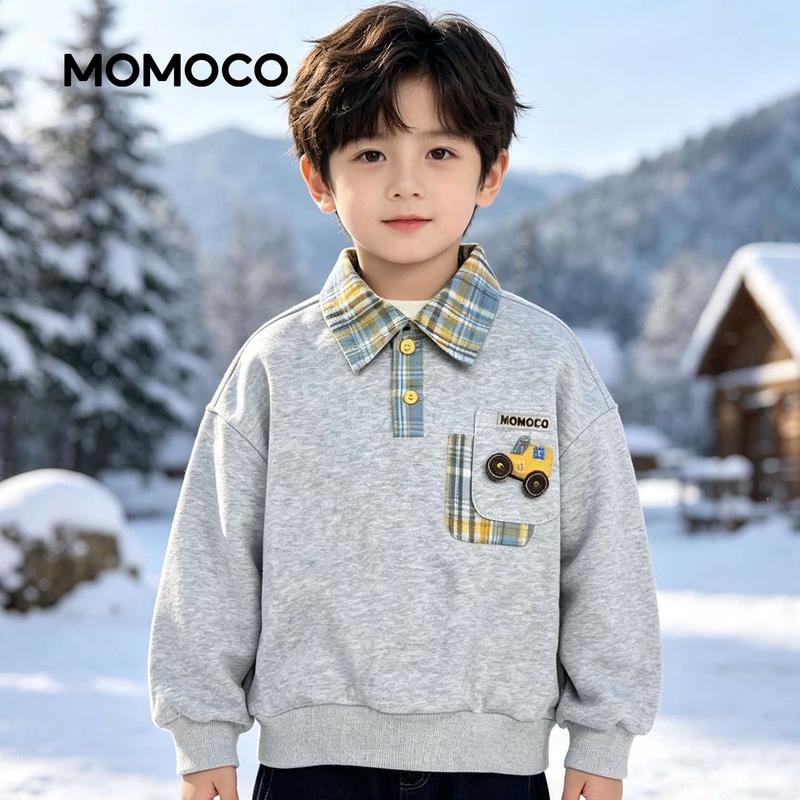 MOMOCO Boys' Fleece-Lined Polo Sweatshirt