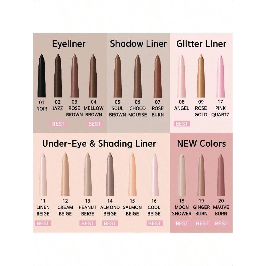 Bbia Last Auto Gel Eyeliner Långvarig Vattentät Gel Formula Med E-vitamin 0,3g Precisionsvridbar Spets För Vassa Linjer & Rökiga Ögon