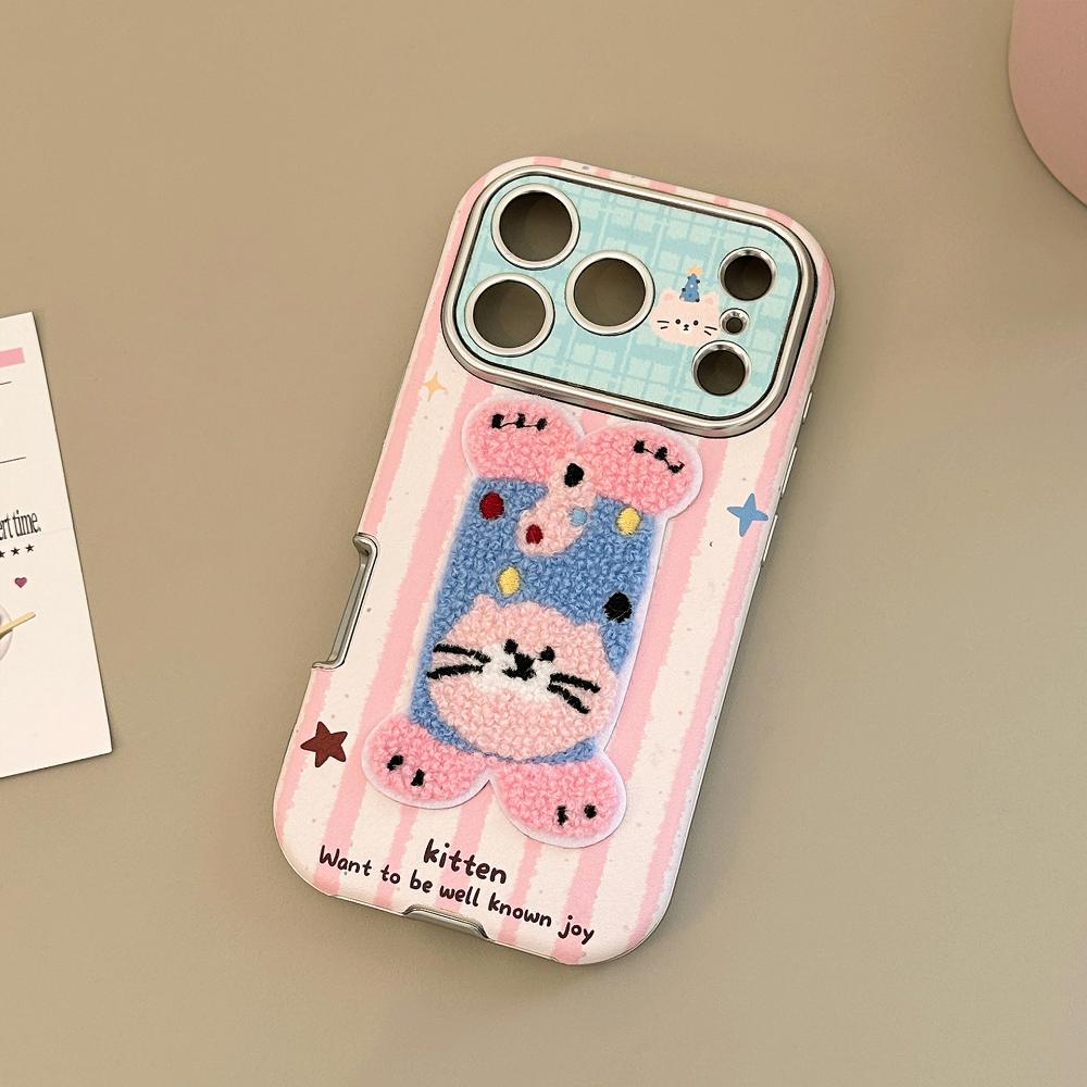 Suitable for Autumn and Winter Iphone17promax Apple 16 Mobile Phone Case 15 Plush Cartoon Animals 13 Leather Mobile Phone Case