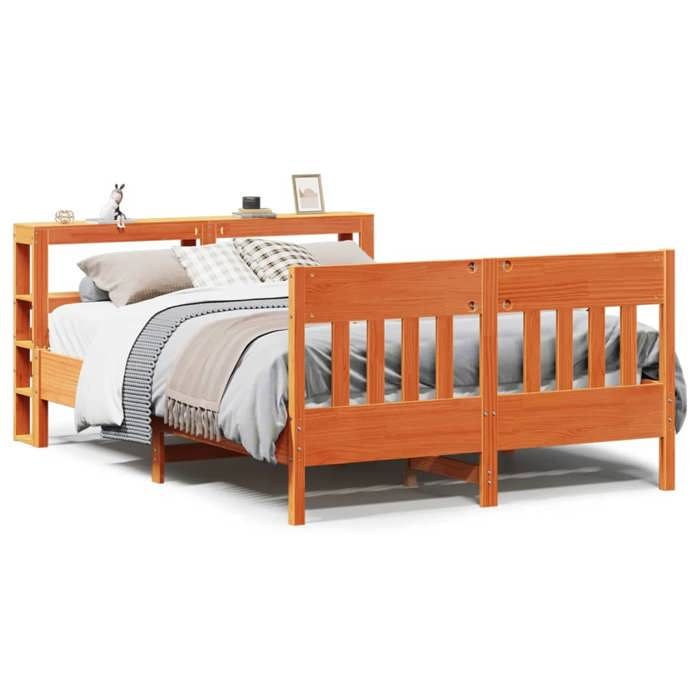 VidaXL Cadre de lit sans matelas cire marron 120x190cm bois pin massif 3306284