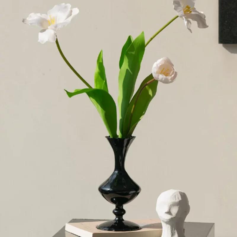 Europäischer Minimalismus, mittelalterliche schwarze Nitratglasvase, Wohnzimmer, Schlafzimmer, Esstisch, hochwertige Dekoration, exquisite Accessoires