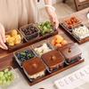 Chinese Style Glass Snack Platter with Lids
